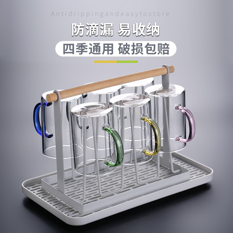 玻璃杯带把耐热简约牛奶杯喝水杯家用客厅泡茶杯家庭杯子坤坤