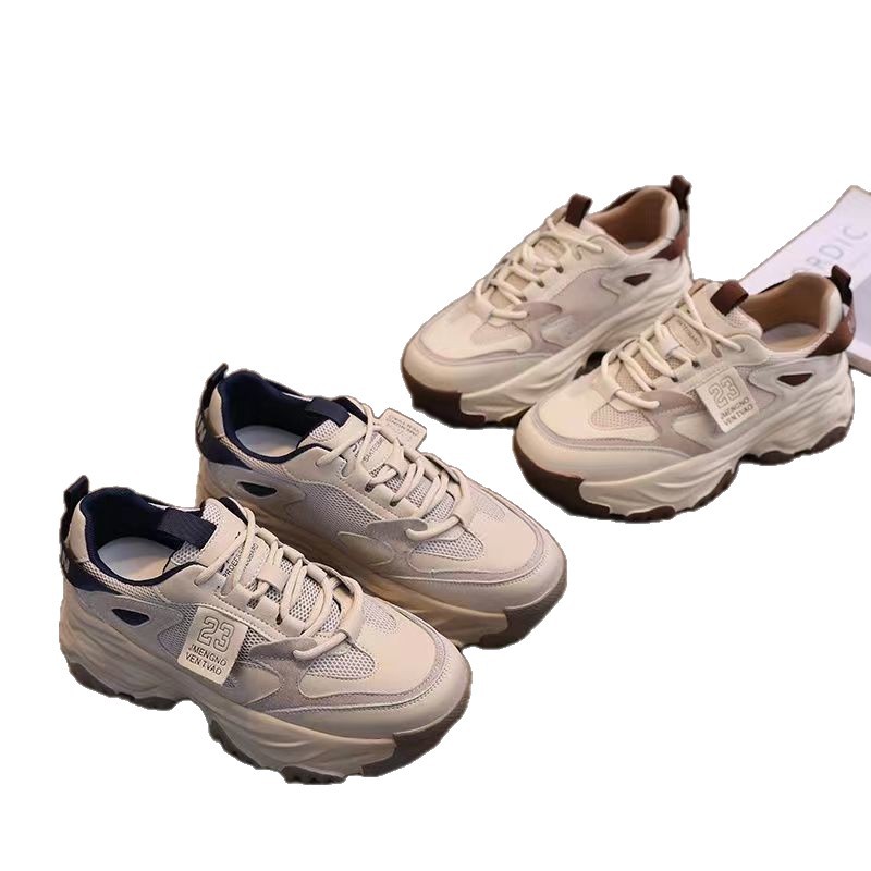 Zapatos de papá para mujeres con suela gruesa, zapatos de moda retrógrada de altura para mujeres, 2025 nuevos zapatos deportivos casuales de otoño y invierno para mujeres