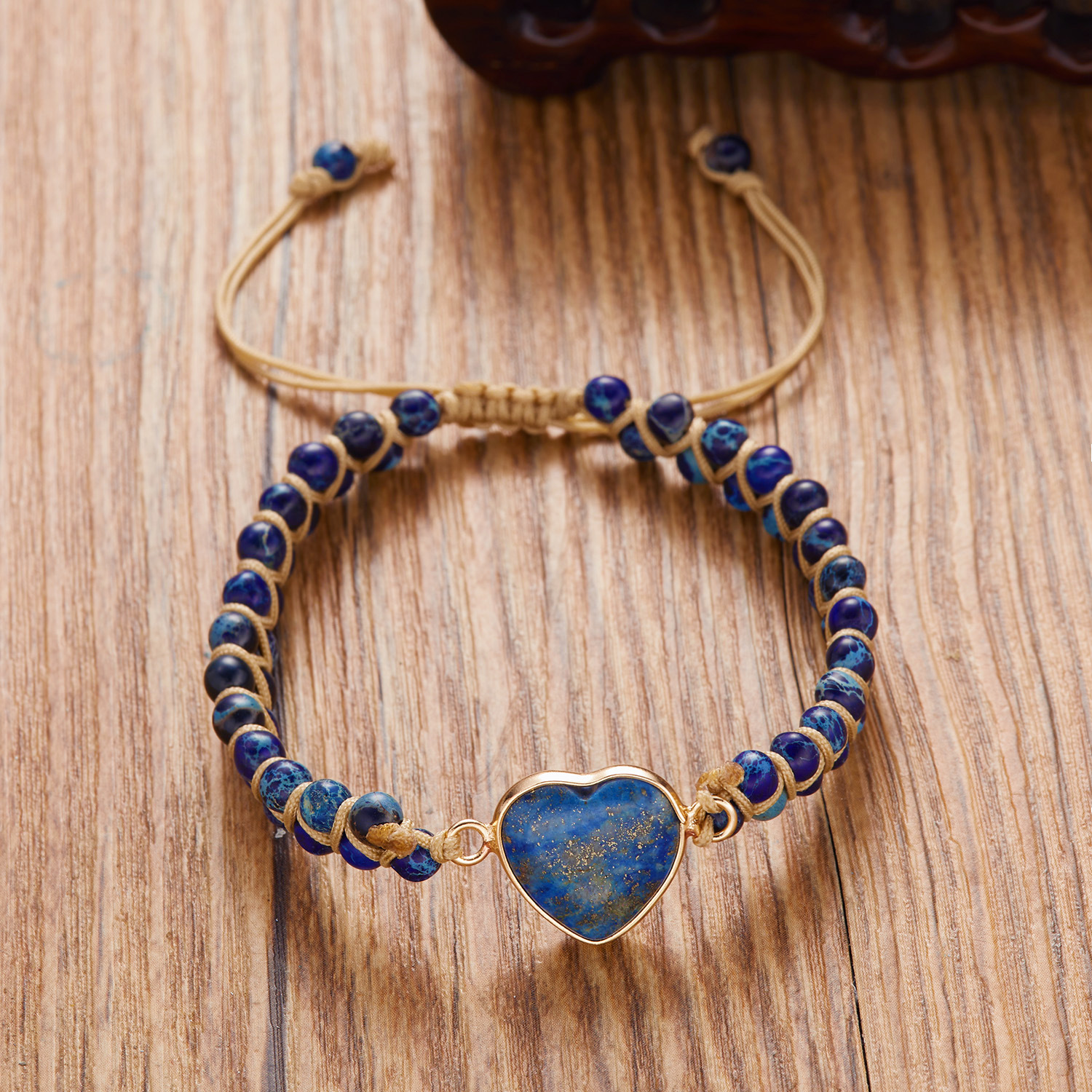 Heart Shape Pattern Ethnic Style Heart Shape Natural Stone Knitting Bracelets