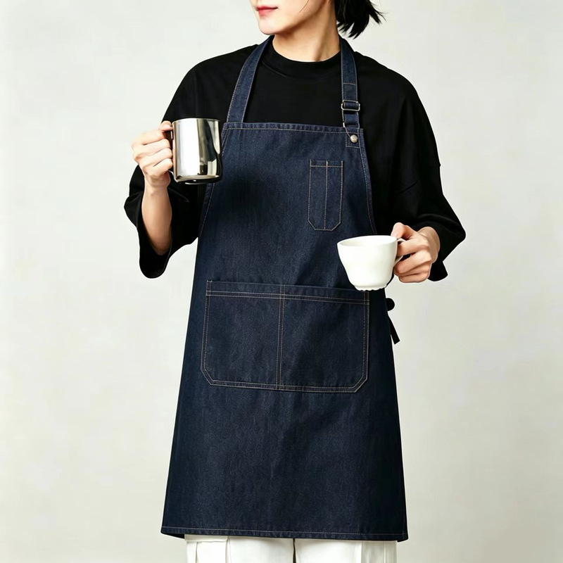 Cross-Border Supply Denim Apron for Hairstylists, Baristas, Men and Women, Flower Shop Workwear, Oil-Proof and Stain-Resistant Apron, Customizable with Printing Cross-Border Supply Denim Apron for Hairstylists, Baristas, Men and Women, Flower Shop Workwear, Oil-Proof and Stain-Resistant Apron, Customizable with Printing