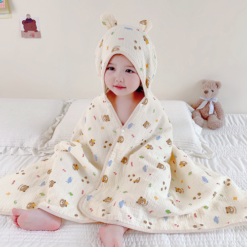 Children's cloak hooded bath towel newborn baby cloak baby spring and summer hooded beach bathrobe can wear cartoon quilt