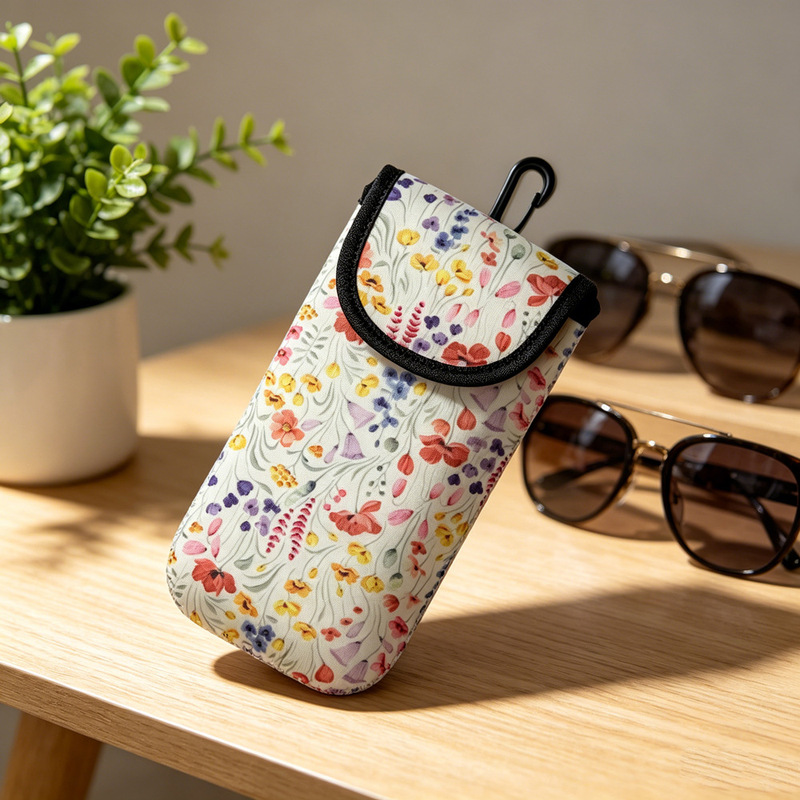 Cross-border neoprene eyeglass case, fashionable printed sunglasses storage bag, anti-pressure and anti-fall with hook, sunglasses and phone bag Cross-border neoprene eyeglass case, fashionable printed sunglasses storage bag, anti-pressure and anti-fall with hook, sunglasses and phone bag