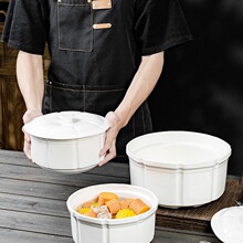 中式酒店餐厅家用纯白大容量炖盅陶瓷纯白炖锅炖罐汤煲富贵炖盅无