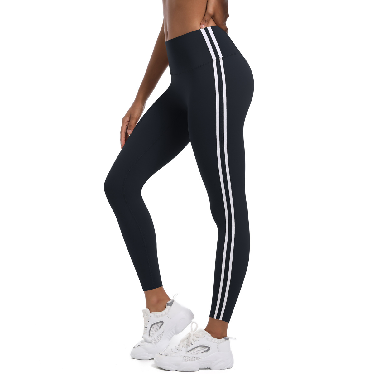 210g Weight Sleeveless Sleeve Length Nylon Fabric Type Short Top Length Leggings Pants Type Running, Sports Occasion Collarless Neckline Stripe Pattern Side Stripe Design Fitness, Sport Style Style Fitness Sport Style Stripe Nylon Collarless Side Stripe Active Bottoms Leggings 无