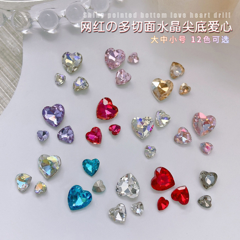 Love Nail Diamond Nail Size Mini Pointed Bottom Diamond Accessories Flash Nail Diamond Wear Diy Accessories Pink Diamond