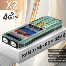 X2跨境手机32+32MB 4000M大电池4G网络按键机反冲功能大喇叭外贸