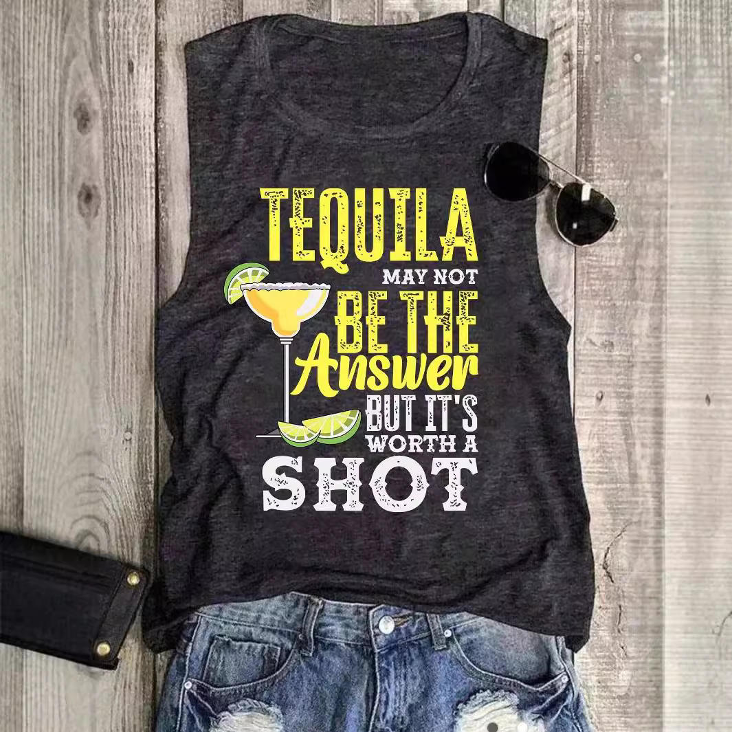 2024 Spring and Summer Cross-border Amazon Pattern Printing Foreign Trade Cross-border Independent Station Europe and America Hot Round Neck Top