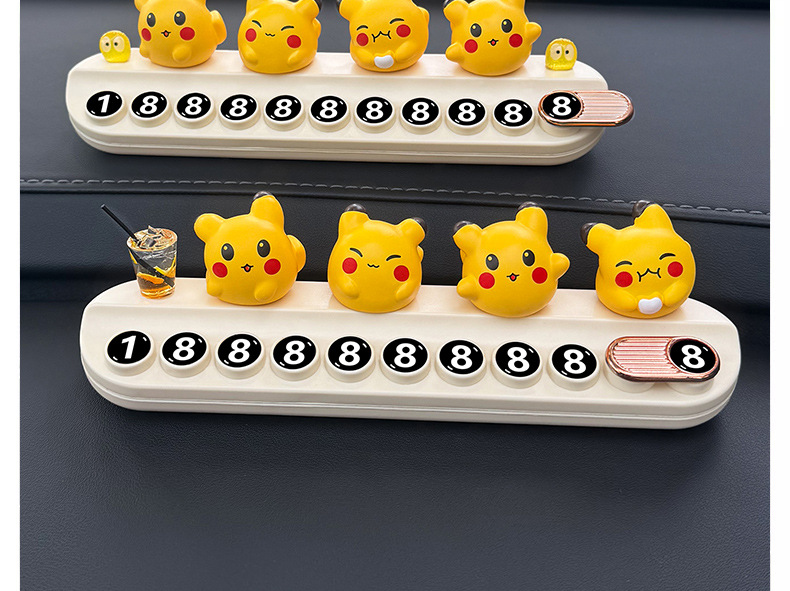 New Pikachu Temporary Parking Number Plate, High-Looking Moving License Plate, Cute Cartoon Car Moving Phone Plate