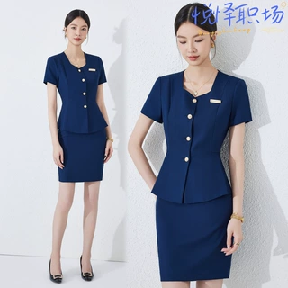 职业西装套装女酒店珠宝店美妆店前台接待工作服气质短袖正装西服