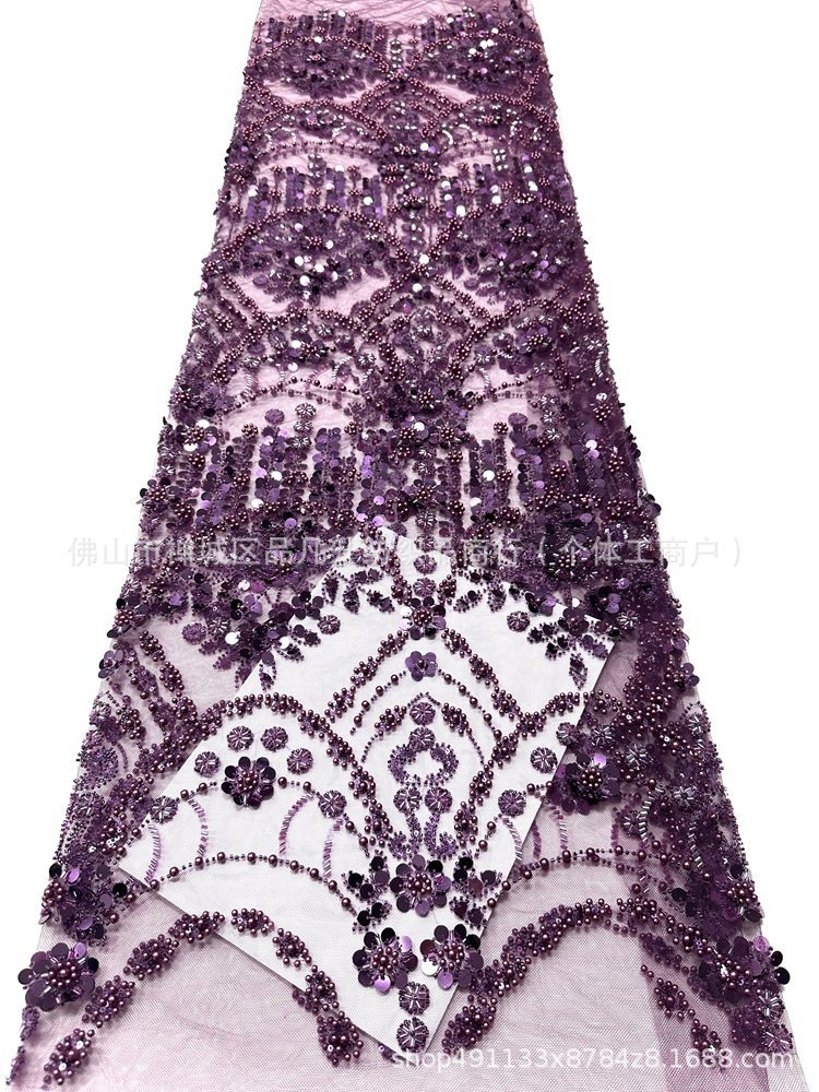 Nuevo Amazon transfronterizo de alta sensación tela de vestido francesa sexy cabina de hadas cuentas de tela de sequilla