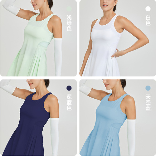 Lightweight Quick-Dry Badminton Tennis One-Piece Skirt Slim Waist Golf Dress Women Fitted Sports Pleated Tennis Skirt
