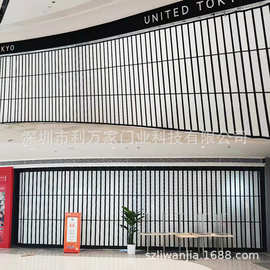 洗车店折叠门弧形推拉门汽车美容间防尘铝合金隔断伸缩手拉闸