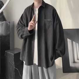 日系复古工装衬衫男款长袖春秋季宽松衬衣港风潮牌百搭休闲外套潮