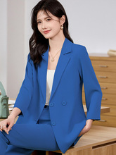名媛风时尚职业小西装蓝色西装套装女春秋20电商网店代理一件代发