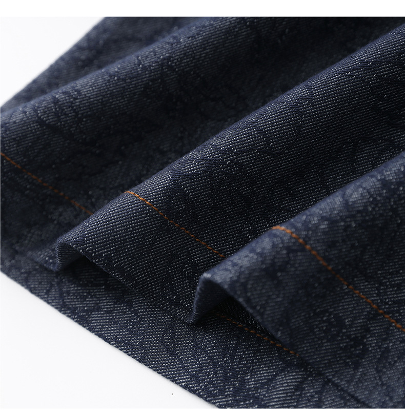 Váy liền denim jacquard cổ điển dáng dài vừa thắt eo tôn dáng — Màu xanh đậm chi tiết 16