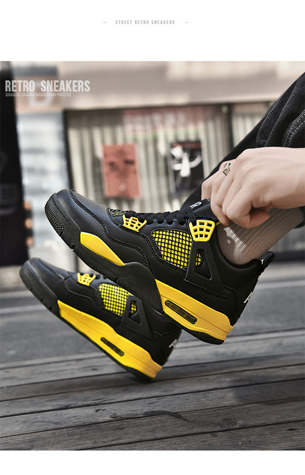 Giày sneaker thể thao cổ thấp đế dày chống trượt, thân da nhân tạo thoáng khí, dáng giày bóng rổ — Mẹ điện, Paris, thần sấm sét, xi măng trắng chi tiết 16