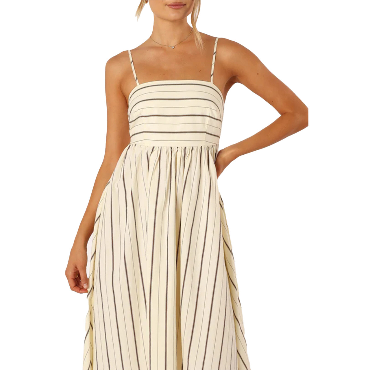 210g Weight Midi Dress Dress Length Type Sleeveless Sleeve Length Strap Dress, Regular Dress Dresses Type Spandex, Polyester Fabric Type Mid Waist Waist Line Daily Occasion Strap Neckline Regular Fit Fit Type Stripe Pattern Summer, Spring Season Women's Gender Elegant, Streetwear Style Wholesale Women's Elegant Streetwear Stripe Daily Strap Sleeveless Strap Dress Regular Dress 18