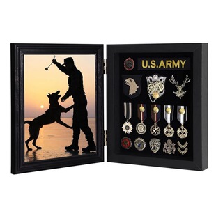 Wooden Opening and Closing Style Badge Storage Box Brooch Medal Medal Commemorative Medal Collection Display Frame Factory Direct Sale