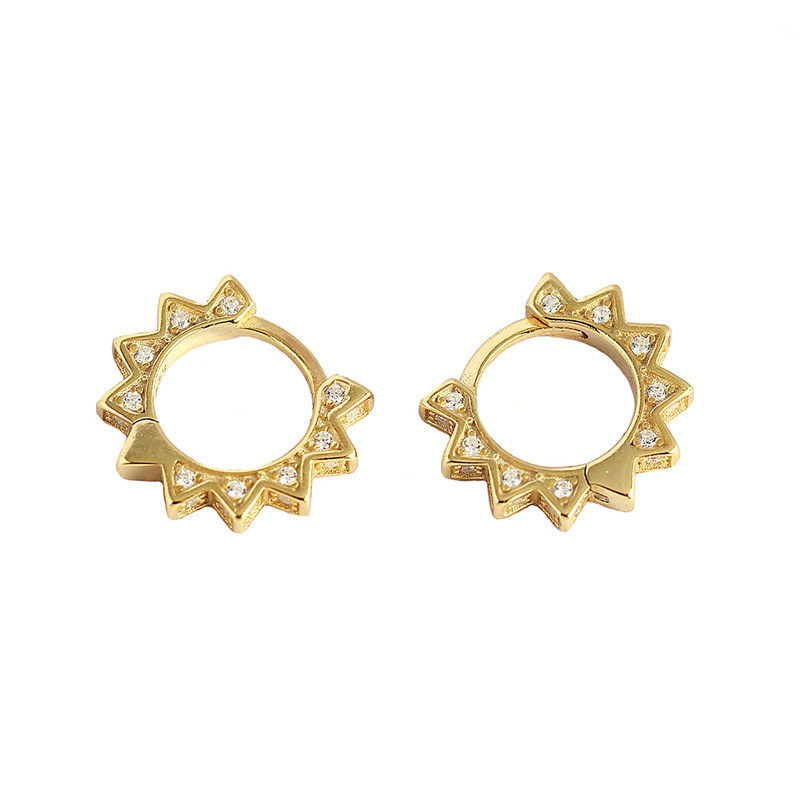 fashion geometric gear diamond punk metal stud earrings womenpicture6
