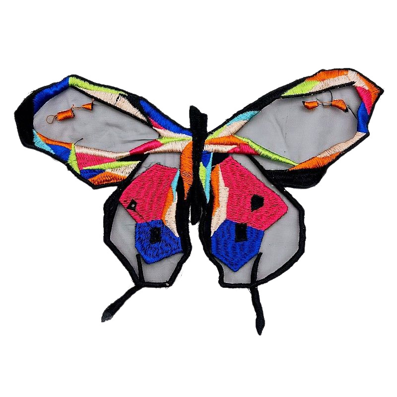 Colorido mariposa tela pegatinas de ropa de mujer ropa infantil bordado multicolor sello de bordado de computadora DIY pegatinas de tela al por mayor