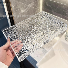 アクリルトレイ長方形茶盤ホテル専用軽贅沢高級水波紋収納家庭用コップ棚