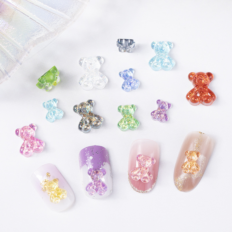 Cartoon accessories, three dimensional nail stickers for nails, accessory, new collection, with little bears 3