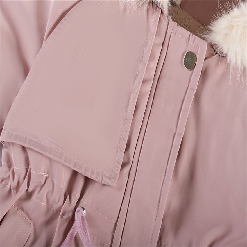 New Korean Style Girls' Mid Length Parka Coat With Drawstring Waist And Thick Cotton Coat_voghion.com