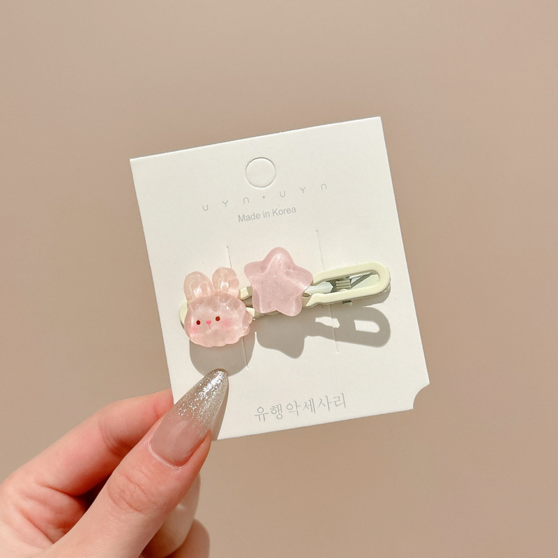 かわいいクリームドーパミンヘアピン高価値前髪クリップインスタイル学生前髪クリップ子供のヘアピンヘアアクセサリー|undefined