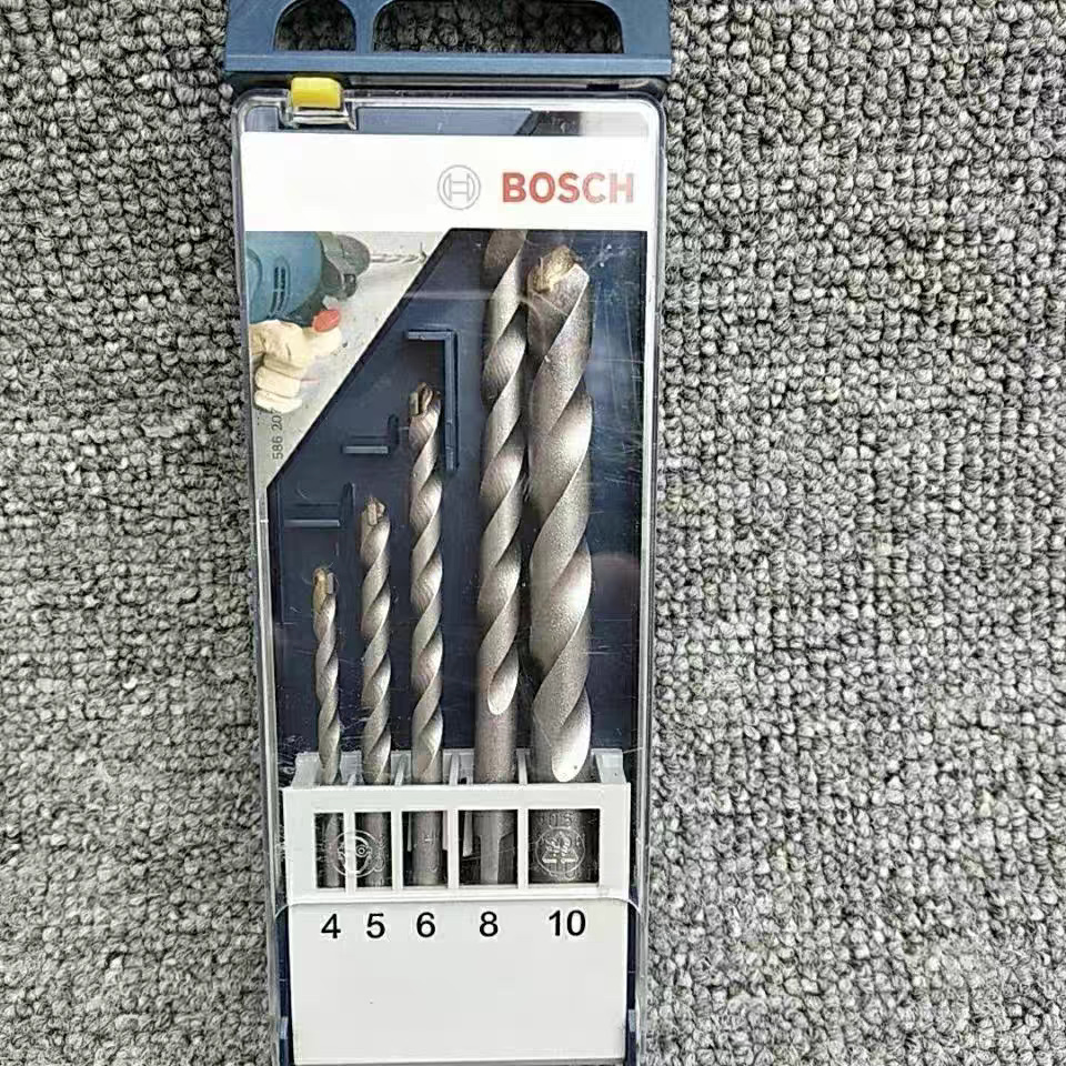 博世冲击钻钻头专业混凝土瓷砖打孔3三角柄小蓝盒5支石工钻头套装