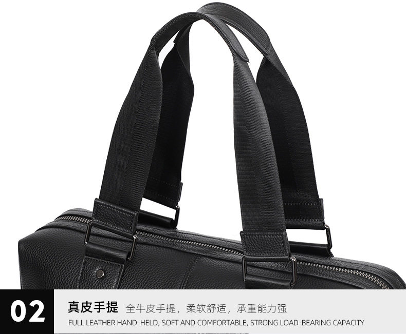 Túi xách nam da bò thật dung tích lớn 36–55L, túi đựng laptop kiêm túi du lịch đi công tác — Màu đen chi tiết 19
