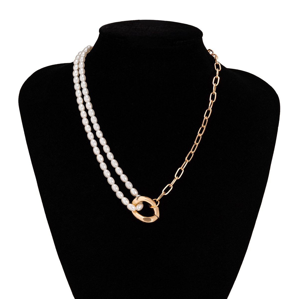 Vintage Style Geometric Round Letter Imitation Pearl Alloy Copper Plating Chain Women's Double Layer Necklaces display picture 26
