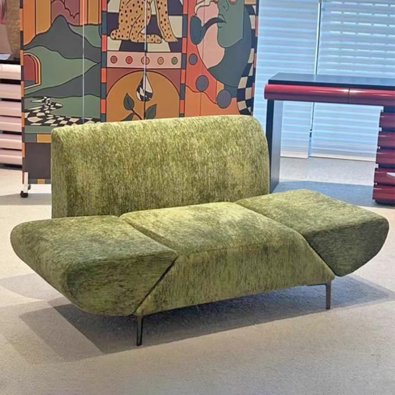 Sofá de ala voladora francesa Estilo de textura de Milán apoyabrazos giratorios Sala de estar Dormitorio reclinable Balcón Silla perezosa individual