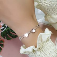 韩国小清新双层爱心手链甜美可爱心形圆珠手饰品百搭时尚新款闺蜜