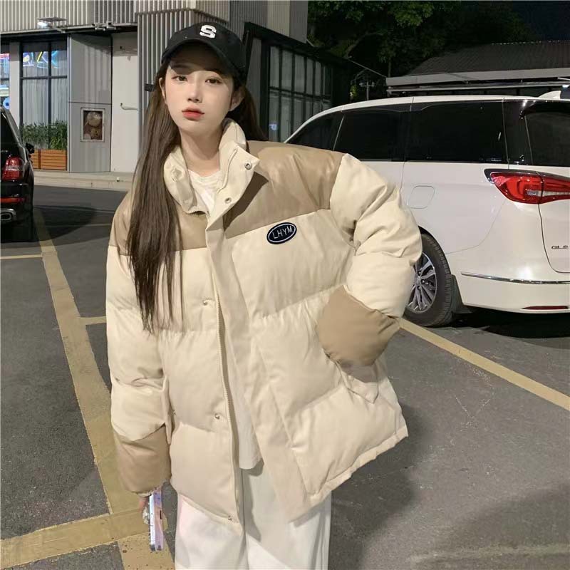 Jacket de algodón de pluma para mujeres invierno 2025 nuevo diseño suelto sensación de empalme Oxford engrosado abrigo de algodón in image 4