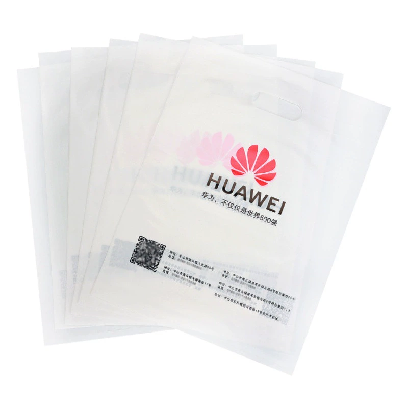 Пластиковые пакеты для мобильных телефонов с четырьмя петлями для переноски, с индивидуальной печатью рекламной графики и текста, биоразлагаемые сумки-тоут для магазинов подарков и небольших магазинов.