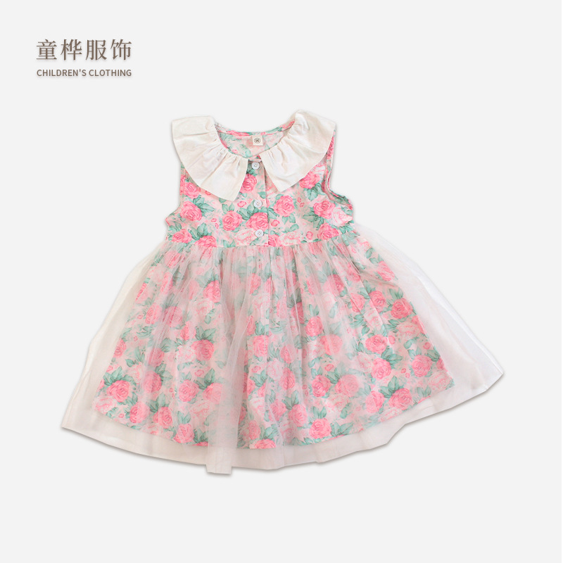 2025 New French Floral Princess Dress Girls Summer Mesh Dress Western Style 3·8 Years Old Children's Skirt