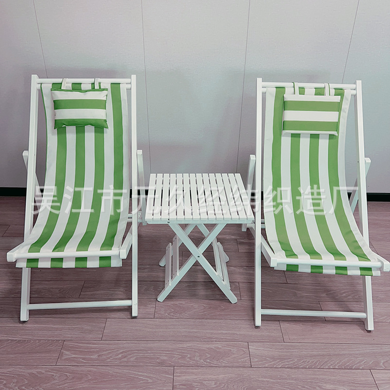 녹색과 흰색 줄무늬 의자 2개 + 테이블 1개