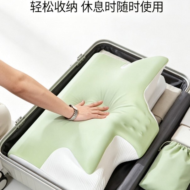 Memory Foam Horn-Shaped Pillow, Butterfly-Shaped, Breathable, Neck-Protecting, Relieves Cervical Fatigue, Slow Rebound, Non-Collapsing Pillow