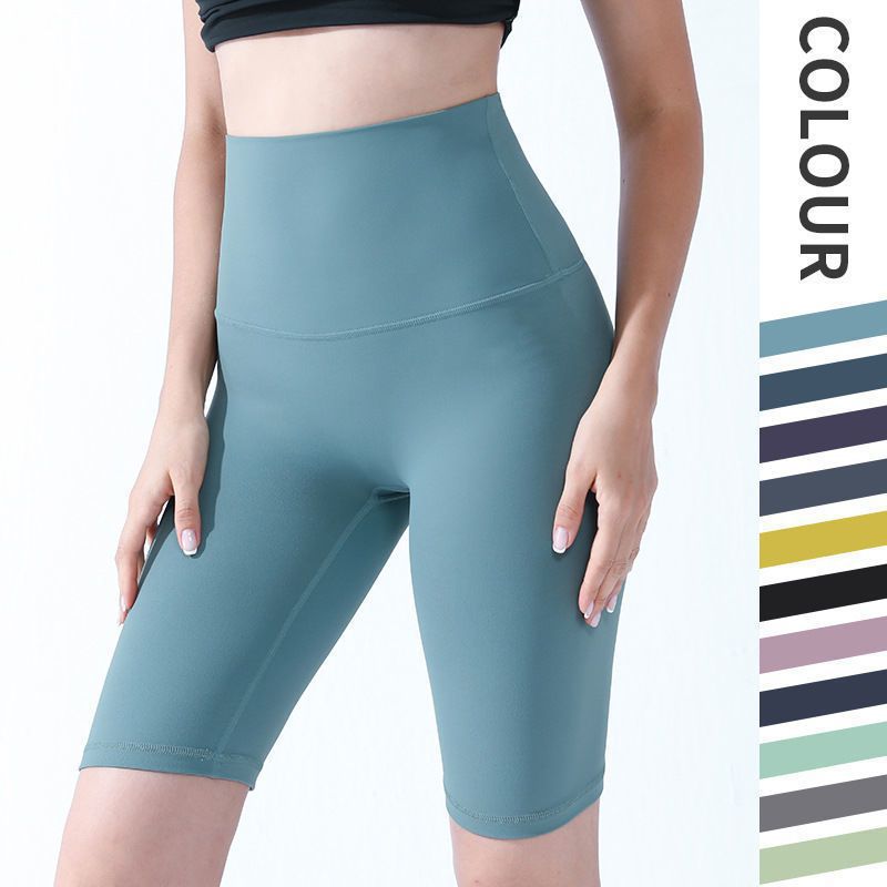Pantalones cortos desnudos de mujer elásticos apretados para elevar las caderas de cinco puntos pantalones deportivos de secado rápido succión de sudor entrenamiento para correr fábrica de comercio de ping