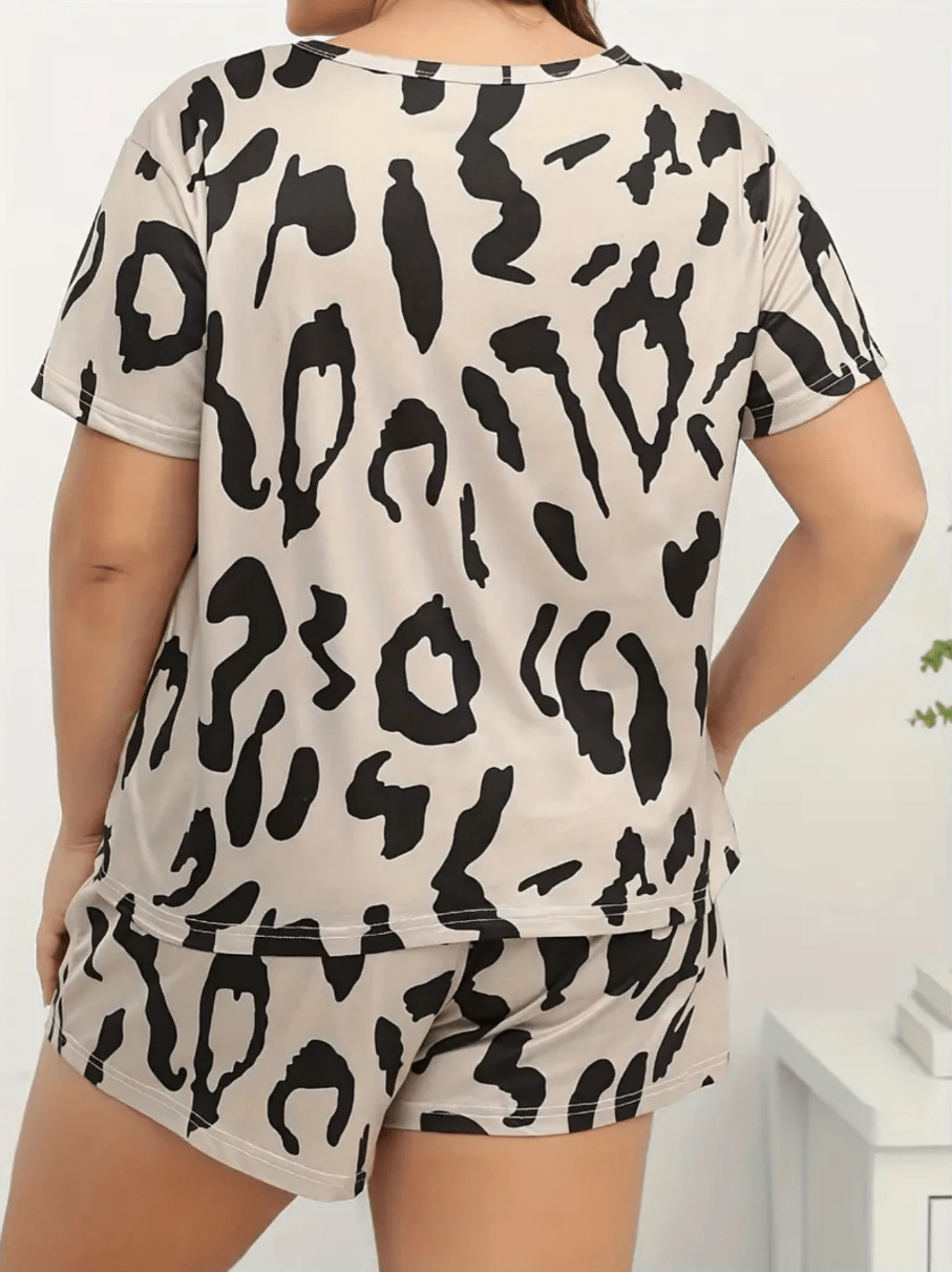 Home Women's Casual Classic Style Printing Polyester Milk Fiber Shorts Co-ord Set Pajama Sets display picture 4