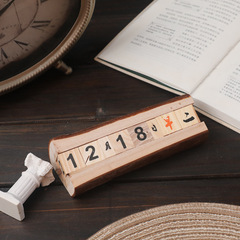 Retro personalized creative wooden date small calendar desk accessory rustic wooden table dining room decoration photography prop