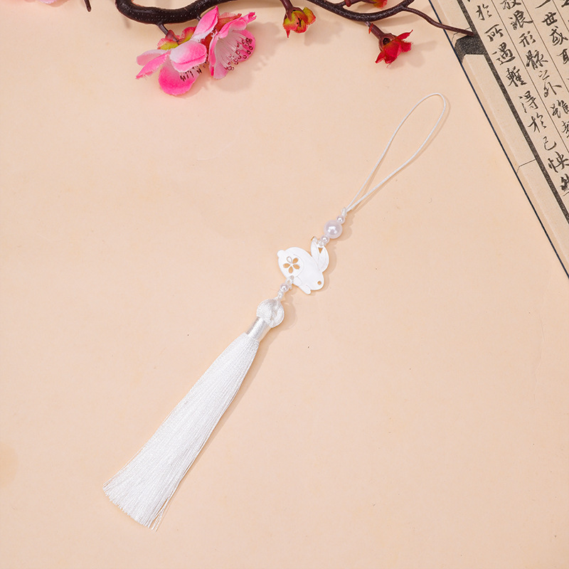 中秋节醋酸白玉兔子流苏流苏吊坠古风汉服旗袍腰佩压襟服装辅料|undefined