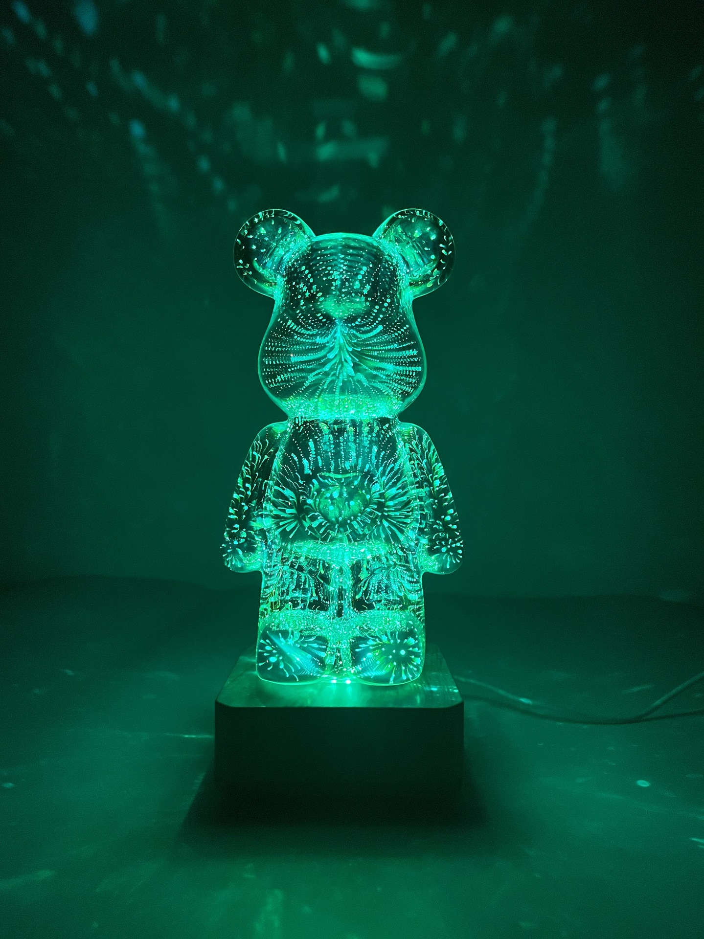 Creativo 3D fuegos artificiales oso colorido luz cambiante hogar Internet celebridad noche luz vidrio efecto tridimensional escritorio decoración adornos
