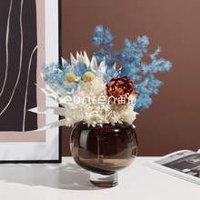 由南家居简约创意小灯笼玻璃花器餐厅桌面花瓶摆件客厅样板房装饰