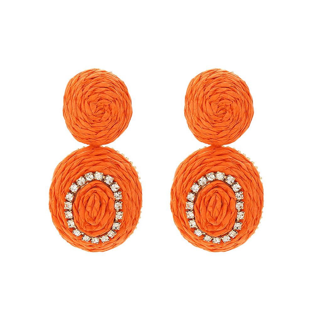 Bohemian Holiday Style Rattan Oval Earrings European And American Ins Hand-Woven Raffia Geometric Earrings For Women display picture 5