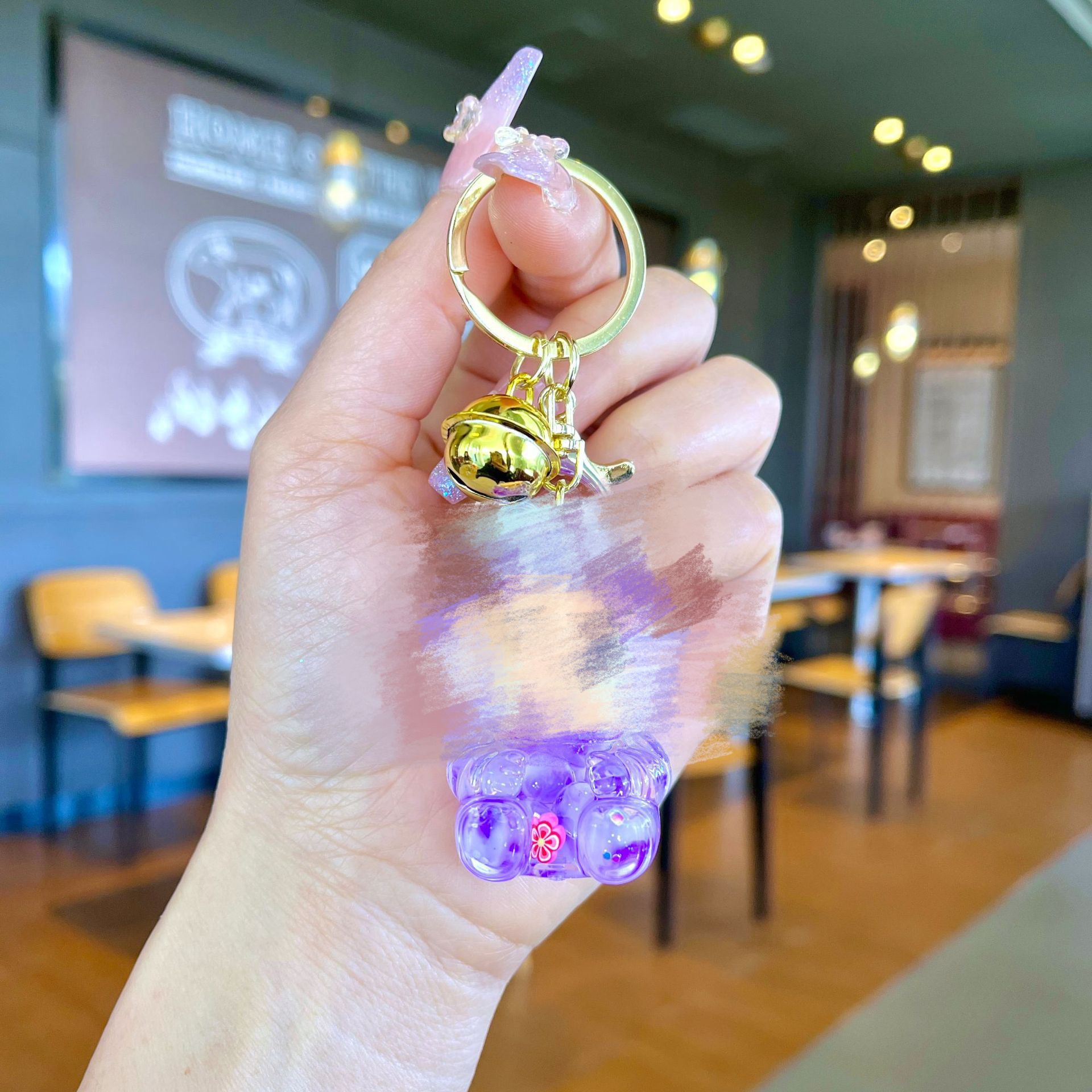 골드 하드웨어 [보라색] 야광 버블 비즈 작은 천 천