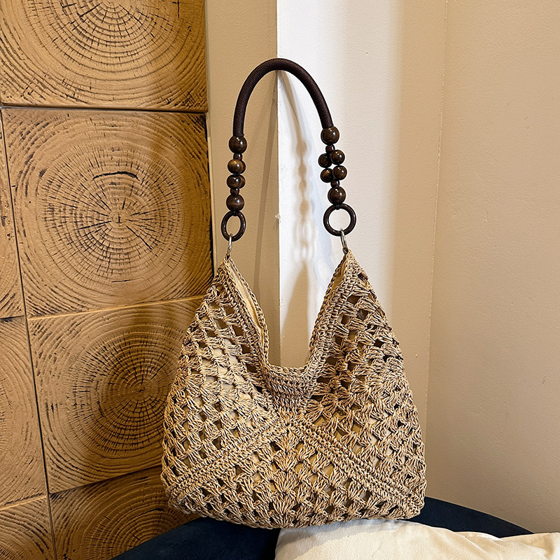 Bolsa de tejido de gran capacidad para mujeres 2026 nuevo verano de vacaciones en la playa bolsa de viaje simple bolsa de arte image 10