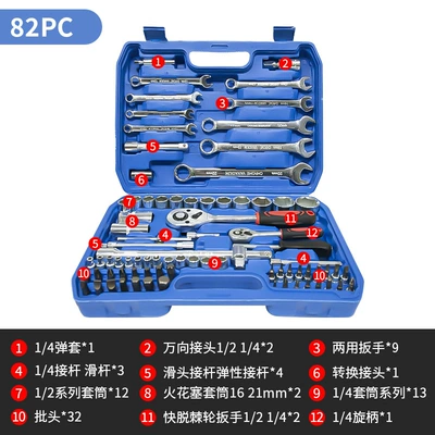 Repair kit Set Ratchet Wrench Combination - 82-piece-set-galvanized-blue-box
