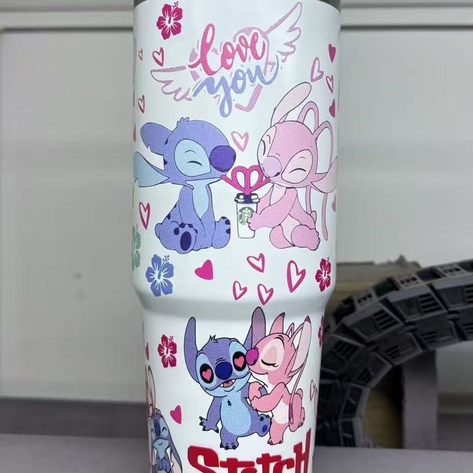 Estilo explosivo Stitch patrón de dibujos animados Ice Ba taza 30oz para coche taza de vacío de acero inoxidable 304