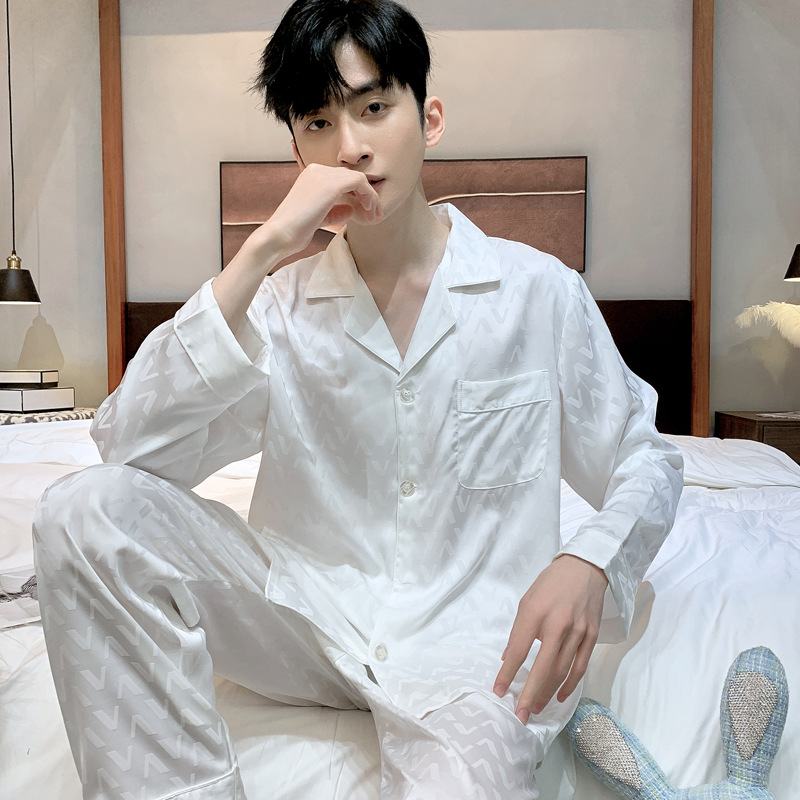 흰색 V-긴 소매 바지